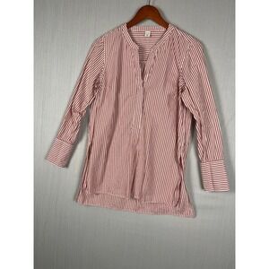 Old Navy Womens M Cotton Tunic Red Striped Popover LS Cotton Preppy Americana